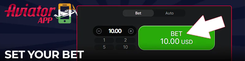 Place a bet in the Aviator game